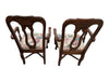 Set of 6 Traditional Wood Dining Chairs with Floral Upholstered Seats