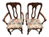 Set of 6 Traditional Wood Dining Chairs with Floral Upholstered Seats