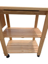 Wooden Rolling Kitchen Cart with Butcher Block Top, Knife Storage & Shelves