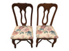 Set of 6 Traditional Wood Dining Chairs with Floral Upholstered Seats