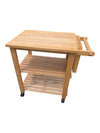 Wooden Rolling Kitchen Cart with Butcher Block Top, Knife Storage & Shelves