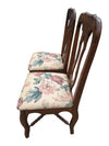Set of 6 Traditional Wood Dining Chairs with Floral Upholstered Seats