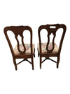 Set of 6 Traditional Wood Dining Chairs with Floral Upholstered Seats