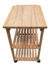 Wooden Rolling Kitchen Cart with Butcher Block Top, Knife Storage & Shelves