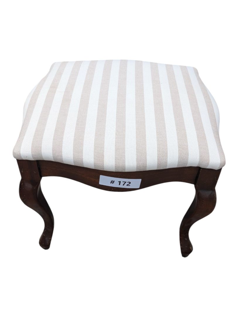 Striped Upholstered Footstool / Ottoman