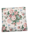 Floral Upholstered Footstool / Ottoman with Carved Wood Legs