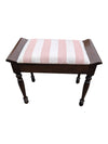 Vintage Wood Upholstered Piano / Vanity Bench with Pink & White Striped Seat