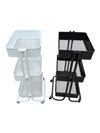 Set of Two Three-Tier Metal Rolling Utility Carts – Black & White