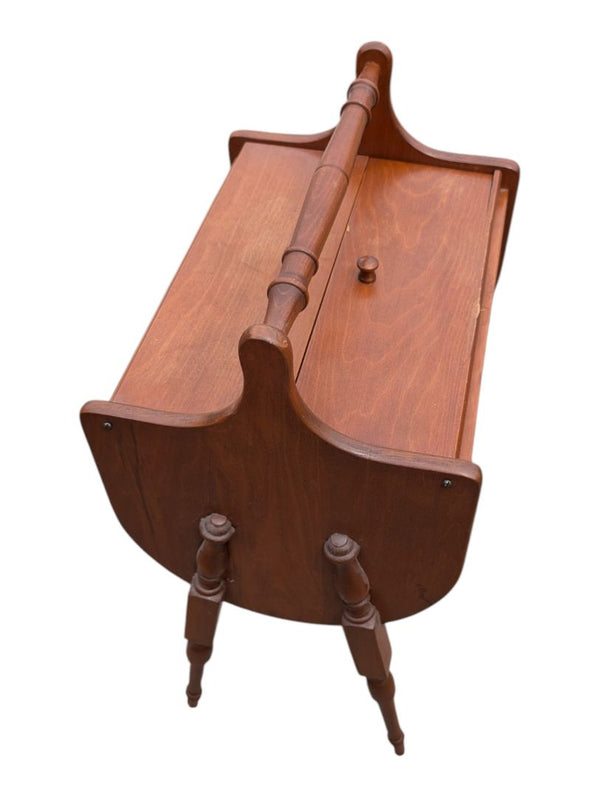 Vintage Wood Sewing / Knitting Stand with Folding Storage Compartments