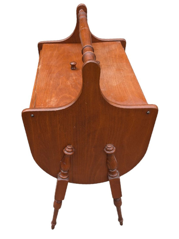 Vintage Wood Sewing / Knitting Stand with Folding Storage Compartments