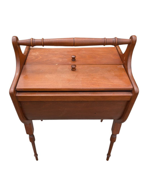 Vintage Wood Sewing / Knitting Stand with Folding Storage Compartments