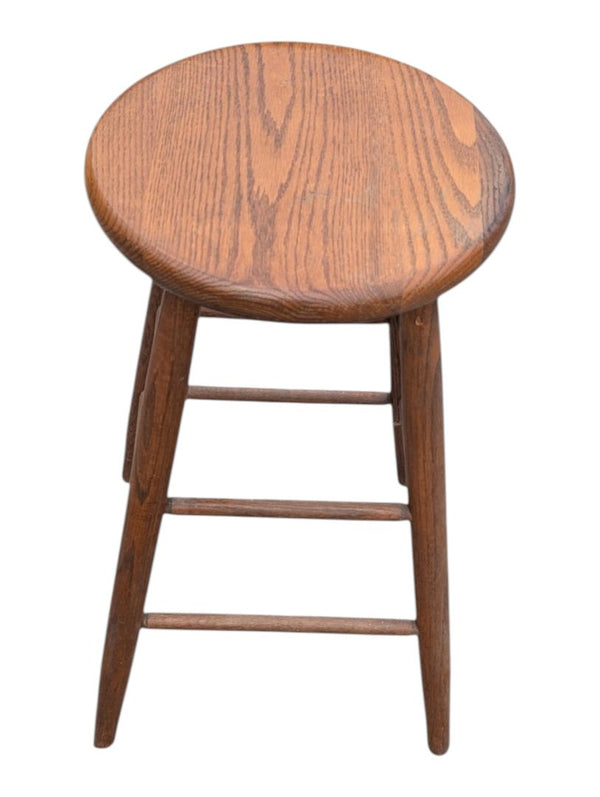 Vintage Solid Wood Round Counter Stool