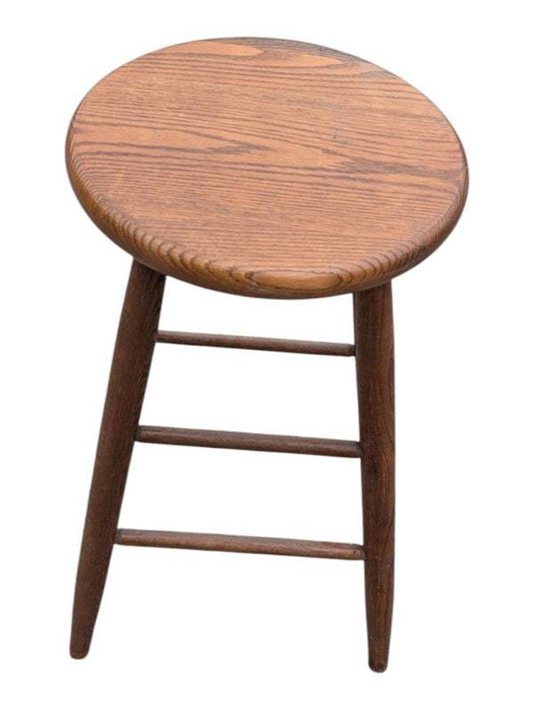 Vintage Solid Wood Round Counter Stool