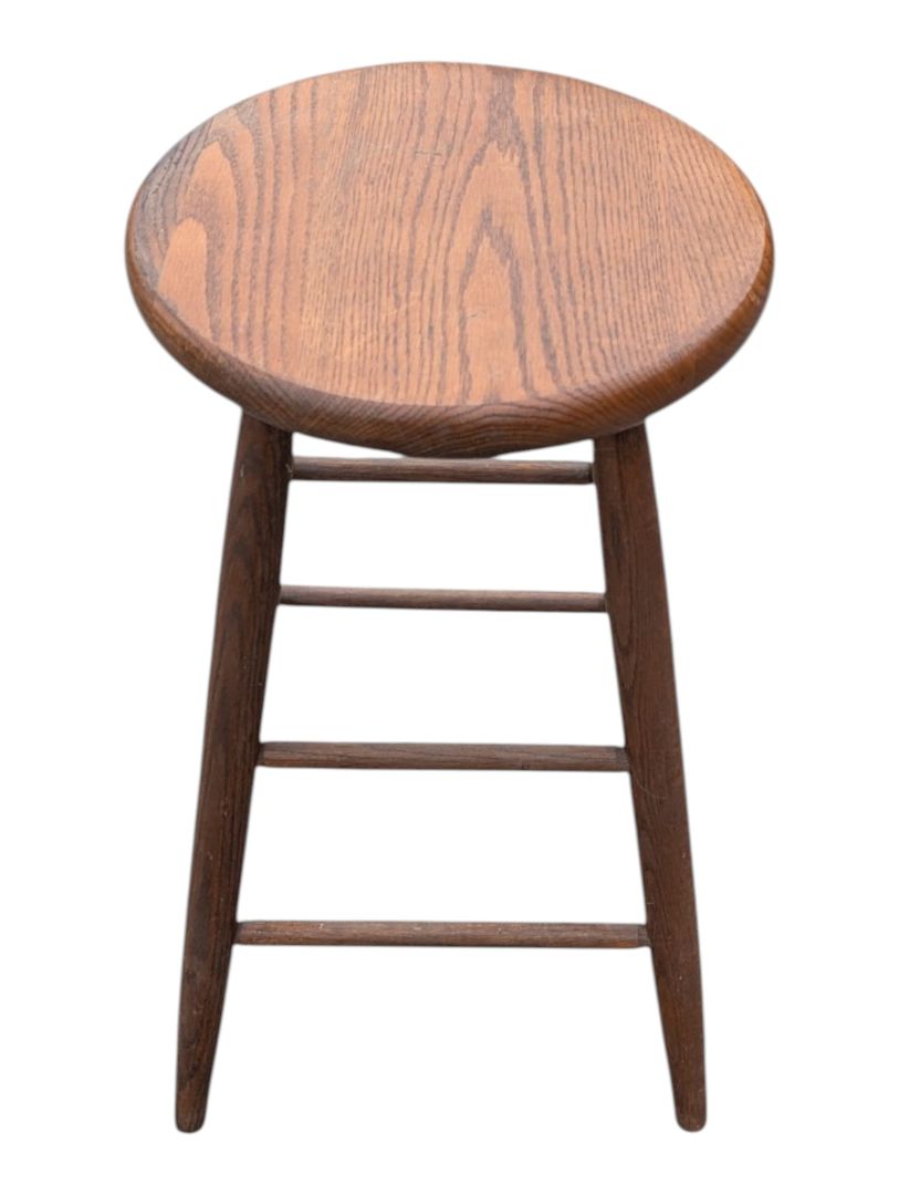 Vintage Solid Wood Round Counter Stool