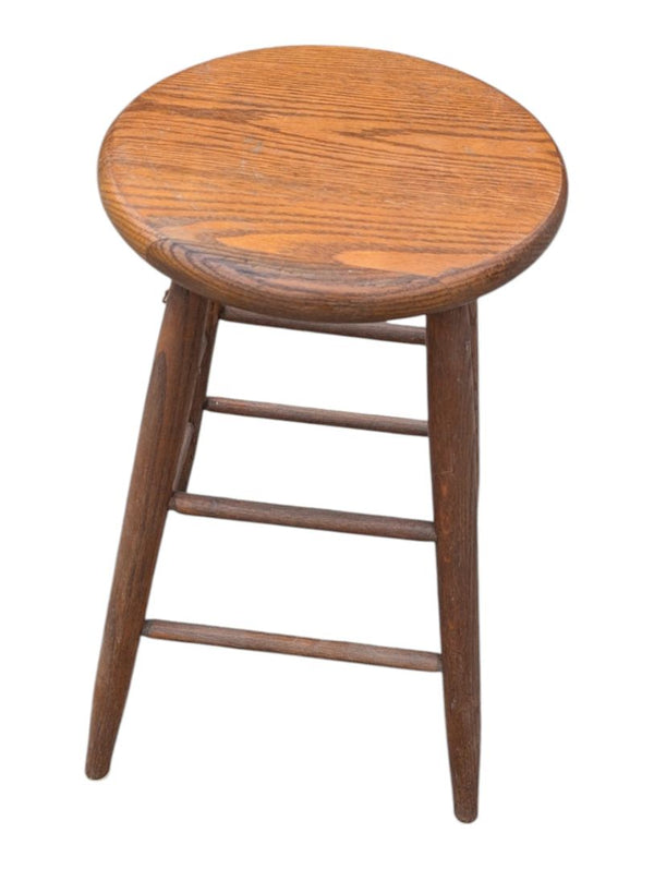 Vintage Solid Wood Round Counter Stool