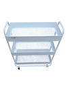 Set of Two Three-Tier Metal Rolling Utility Carts – Black & White
