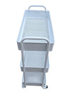 Set of Two Three-Tier Metal Rolling Utility Carts – Black & White