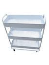 Set of Two Three-Tier Metal Rolling Utility Carts – Black & White