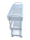 Set of Two Three-Tier Metal Rolling Utility Carts – Black & White