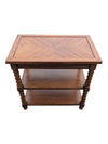 Vintage Two-Tier Barley Twist End Table with Parquetry Top