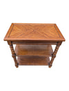 Vintage Two-Tier Barley Twist End Table with Parquetry Top