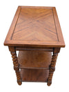 Vintage Two-Tier Barley Twist End Table with Parquetry Top