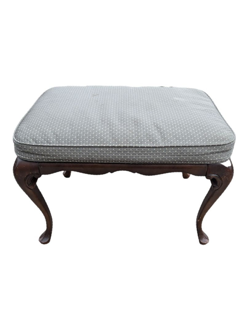 Traditional Grey Wingback Armchair with Matching Ottoman