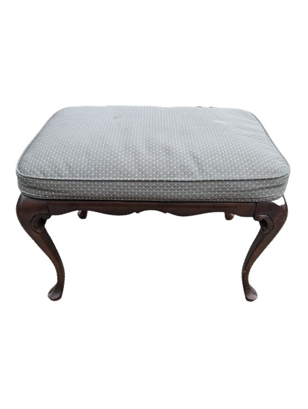 Traditional Grey Wingback Armchair with Matching Ottoman