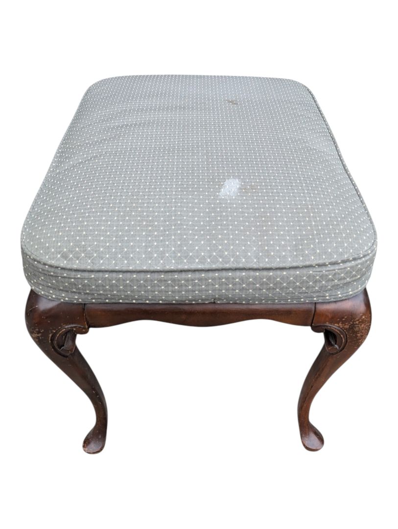 Traditional Grey Wingback Armchair with Matching Ottoman