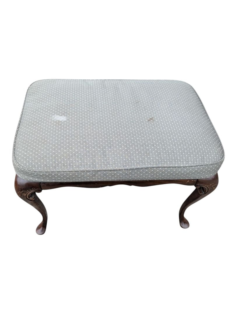 Traditional Grey Wingback Armchair with Matching Ottoman