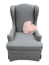Traditional Grey Wingback Armchair with Matching Ottoman