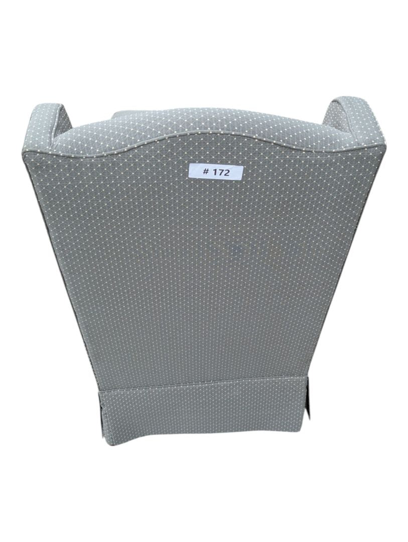 Traditional Grey Wingback Armchair with Matching Ottoman