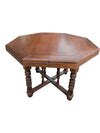 Vintage Octagonal Extendable Wood Dining / Game Table with External Leaf