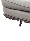 Traditional Carved Wood Frame Sofa with Light Damask Upholstery