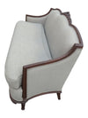 Traditional Carved Wood Frame Sofa with Light Damask Upholstery