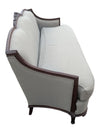 Traditional Carved Wood Frame Sofa with Light Damask Upholstery