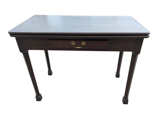 Vintage Mahogany-Style Drop-Leaf Pembroke Side Table with Drawer