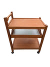 Vintage Wooden Rolling Serving Cart with Removable Tray