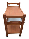 Vintage Wooden Rolling Serving Cart with Removable Tray