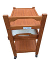Vintage Wooden Rolling Serving Cart with Removable Tray