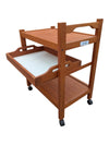Vintage Wooden Rolling Serving Cart with Removable Tray