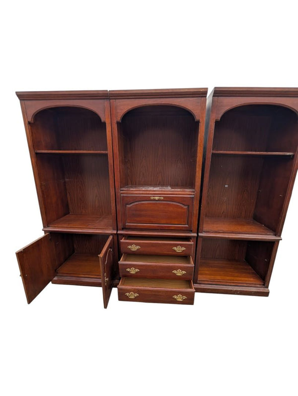 3-Piece Traditional Modular Wall Unit with Drop-Front Desk & Storage