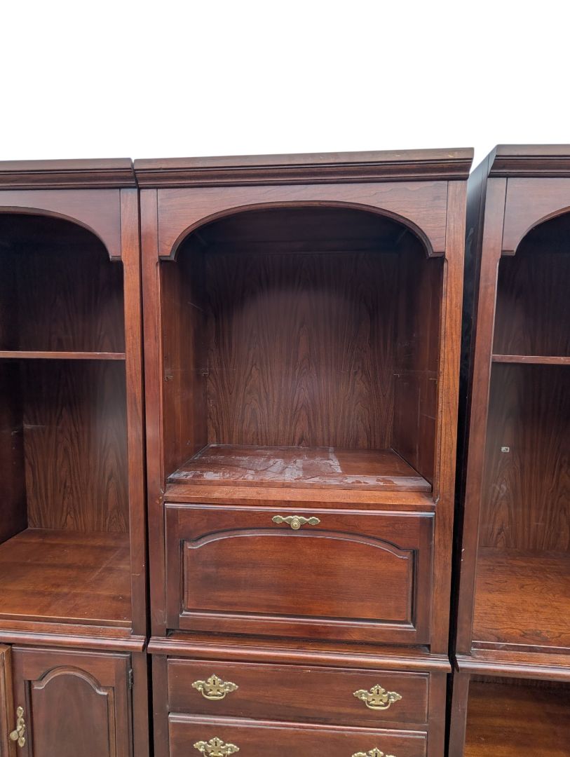 3-Piece Traditional Modular Wall Unit with Drop-Front Desk & Storage
