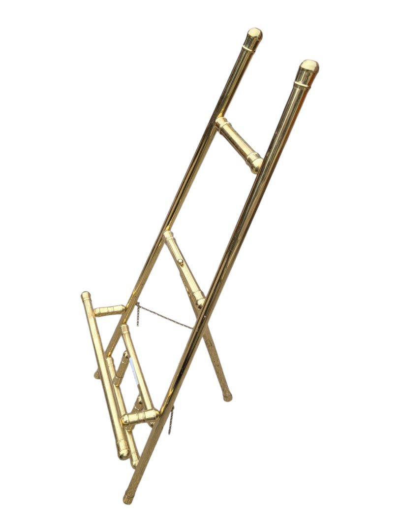 Vintage Brass-Finish Floor Easel / Art Display Stand