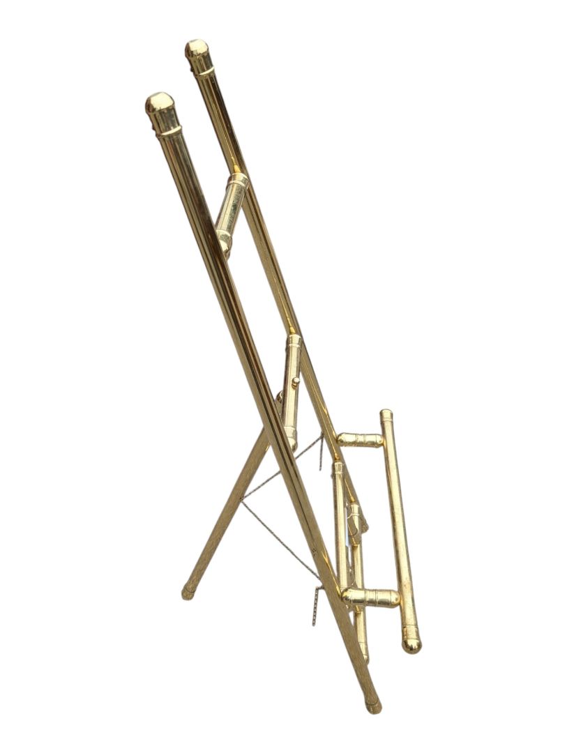 Vintage Brass-Finish Floor Easel / Art Display Stand