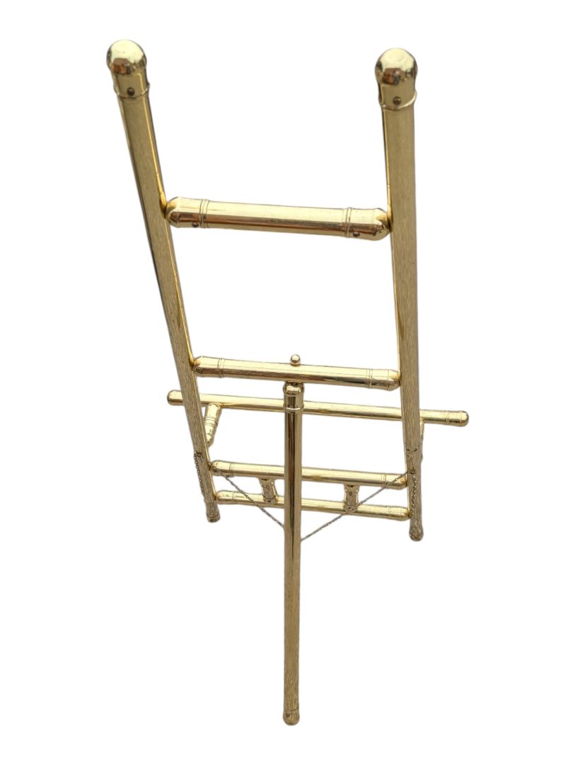 Vintage Brass-Finish Floor Easel / Art Display Stand