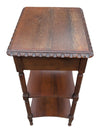 Vintage Two-Tier Wood Side Table with Drawer & Carved Edge