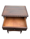 Vintage Two-Tier Wood Side Table with Drawer & Carved Edge