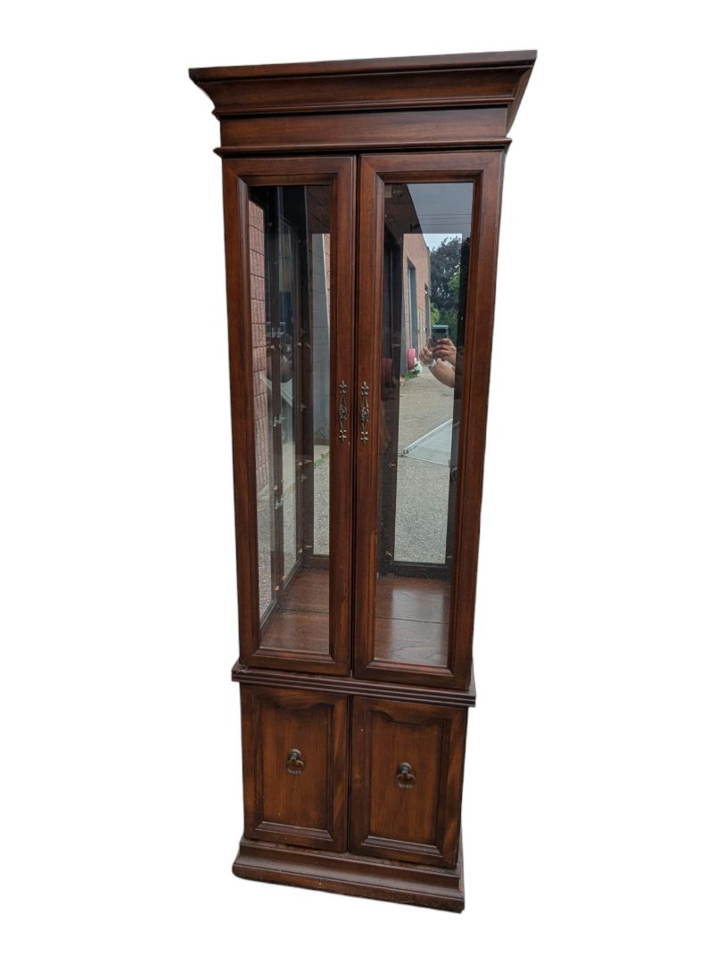 Traditional Wood & Glass Curio Display Cabinet
