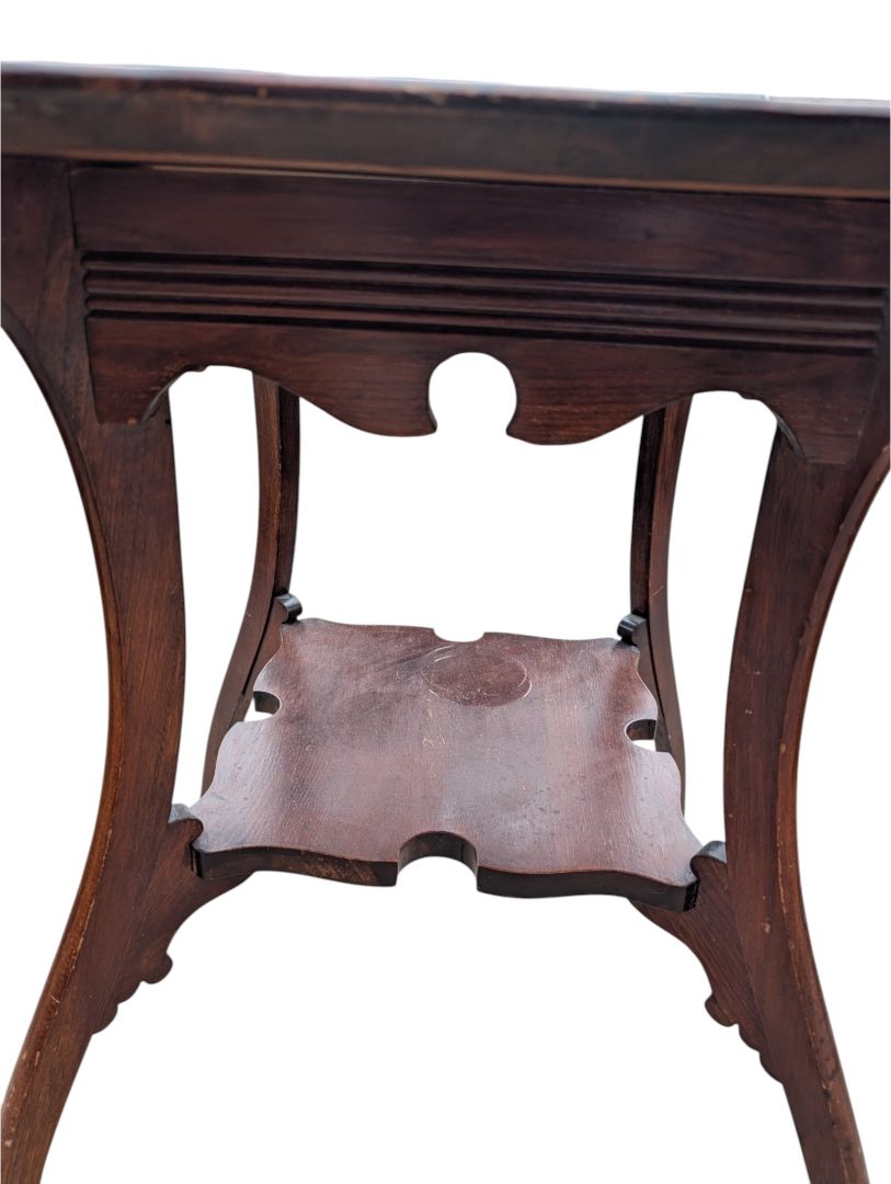 Antique Wood Side Table with Lower Shelf